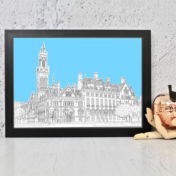 Bradford City Hall Architectural Drawing Print, 4 of 10