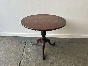 Antique Oak Tilt Top Tripod Side Table, 4 of 9