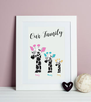 Personalised Family Giraffe Print, 2 of 4