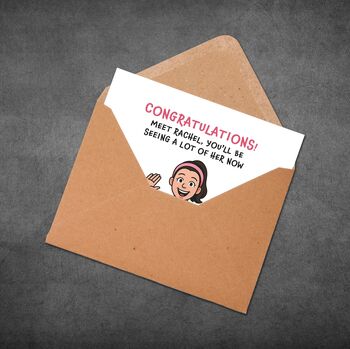 Funny New Baby Card, Meet Rachel Parody Design, 5 of 7