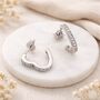 Sterling Silver Open Heart Hoop Stud Earrings – 15mm, thumbnail 1 of 4