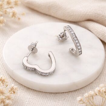 Sterling Silver Open Heart Hoop Stud Earrings – 15mm, 2 of 4