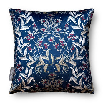 Luxury Velvet Cushion Winter Navy Blue And Gold Optional Piping, 4 of 5