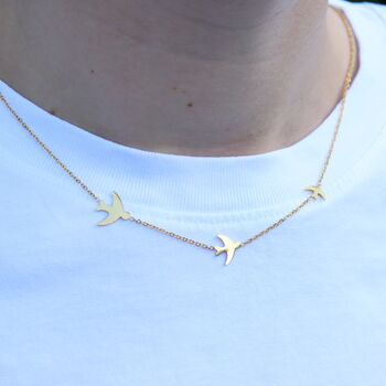 Bird Pendant Choker Necklace 18ct Gold Plated Jewellery, 2 of 7
