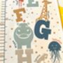 Personalised Animal Alphabet Canvas Height Chart, thumbnail 7 of 9