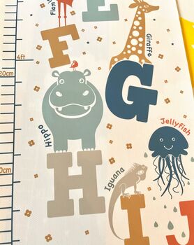 Personalised Animal Alphabet Canvas Height Chart, 7 of 9