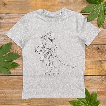 Bear Riding Dinosaur Men's Organic T Shirt, 3 of 8