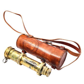 Nautical Brass Telescope With Leather Case, 7 of 12