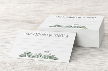 Funeral Personalised Write A Memory Card Eucalyptus, 2 of 3