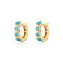 Bezel Huggie Earrings With Turquoise Stones, thumbnail 3 of 6