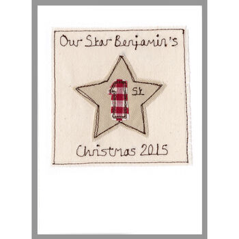 Personalised Star 1st Christmas Card For Baby Boy, 9 of 12