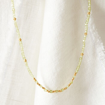 Green Peridot Short Beaded Layering Necklace, 4 of 12