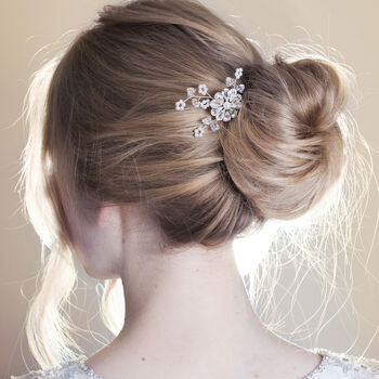Swarovski Crystal And Pearl Flower Wedding Hair Pin, 2 of 3