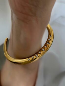 Torque Angled Pave Cuff 18k Gold Waterproof Bracelet, 8 of 10