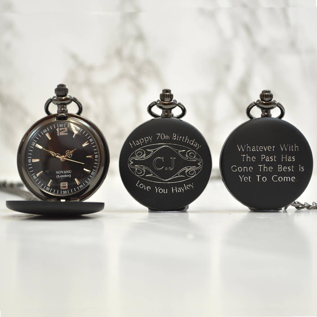 Personalised 70th Birthday Gift Pocket Watch Initials, 1 of 3