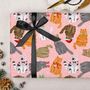 Three Sheets Of Pink Christmas Cats Wrapping Paper, thumbnail 2 of 2