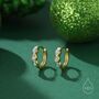Sterling Silver White And Blue Opal Huggie Hoops, thumbnail 2 of 11
