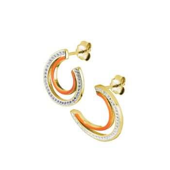 Evoke Gold Plated Crystal Enamel Crescent Stud Earrings, 3 of 6