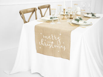 Long Burlap Merry Christmas Table Runner, 2 of 4