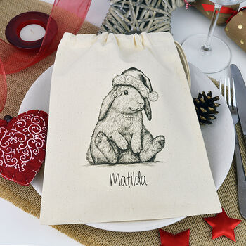 Personalised Rabbit Christmas Gift Bag, 2 of 3
