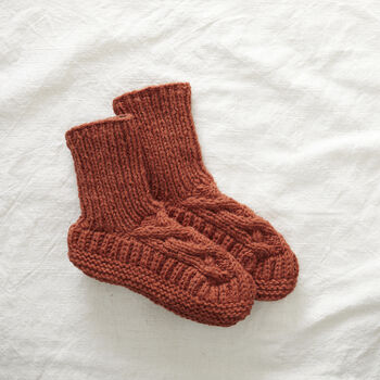 Fair Trade Cable Knit Wool Unisex Slipper Socks, 8 of 12