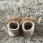 Taupe Ribbed Teddy Bear Baby Socks, thumbnail 2 of 7