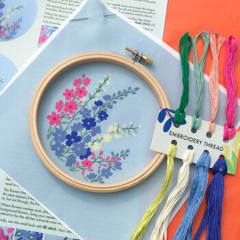 Delphinium Floral Embroidery Kit, 2 of 5