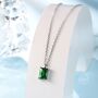 Sterling Silver Emerald Cut Cz Pendant Necklace, thumbnail 8 of 12