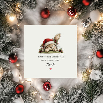 Happy First Christmas Card, Bunny Design, 2 of 3