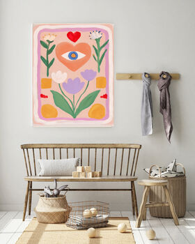 Pink Heart Abstract Flower Art Print, 2 of 3