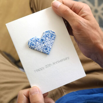 Personalised 20th China Anniversary Origami Heart Card, 4 of 6