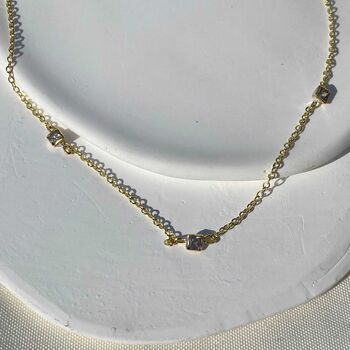 Princess Cut Diamond Station Necklace, 2 of 4