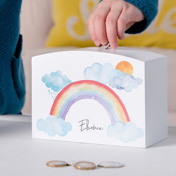 Personalised Rainbow And Clouds Money Pot, 4 of 7