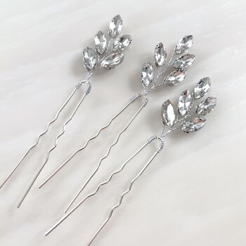 Aria Silver Crystal Hair Pins, 4 of 4