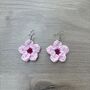 Handmade Crochet Cherry Blossom Earrings, thumbnail 3 of 8
