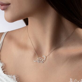'Dino Mite' Geometric Dinosaur Necklace, 4 of 9
