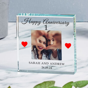 Personalised Happy Anniversary Glass Photo Token, 2 of 6