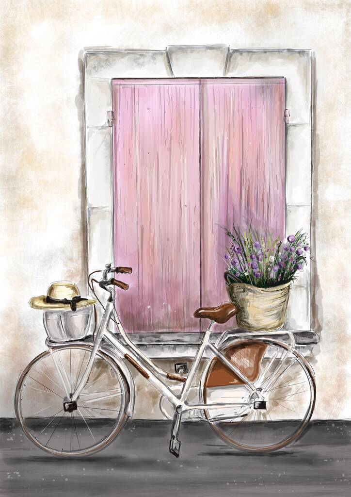 Original Bicycle Pink Art Print 