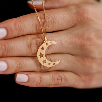 Gifts For Her, Crescent Moon And Stars Necklace, 2 of 8