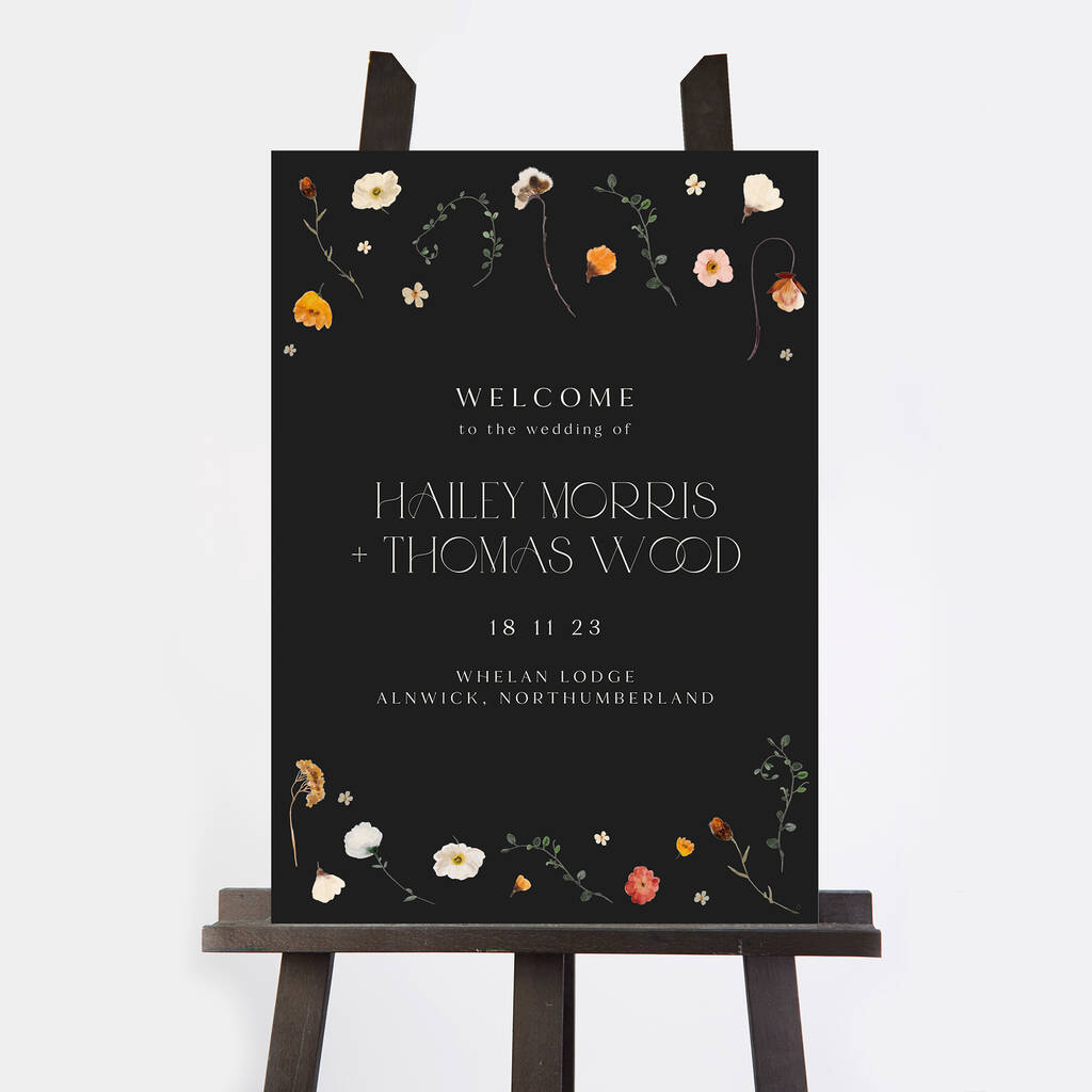 Winter Floral Wedding Welcome Sign, 1 of 2