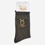 Women's Glitter Socks Black Gold Zodiac Taurus, thumbnail 5 of 5