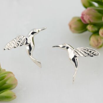 Sterling Silver Hummingbird Stud Earrings, 4 of 7