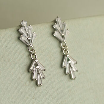 Art Deco Silver Drop Earrings, 5 of 11