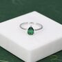 Sterling Silver One Carat Emerald Green Cz Pear Cut Ring, thumbnail 4 of 12