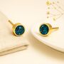 Gold Plated Sterling Silver December Blue Topaz Birthstone Stud Earrings, thumbnail 2 of 6