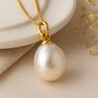 Personalised Gold Plated Sterling Silver White Pearl Drop Necklace, thumbnail 1 of 10