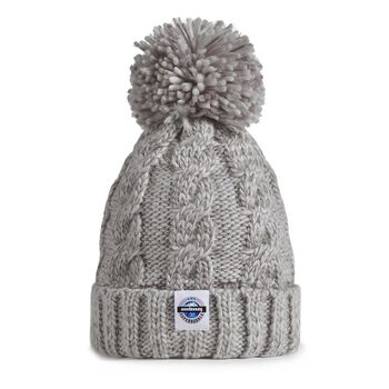 Silver Grey Cable Reflective Super Bobble Hat, 4 of 5