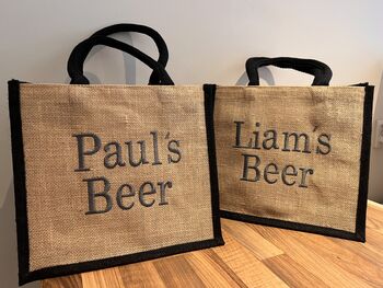 Beer Bottle Bag With Personalised Embroidered Name, 4 of 5