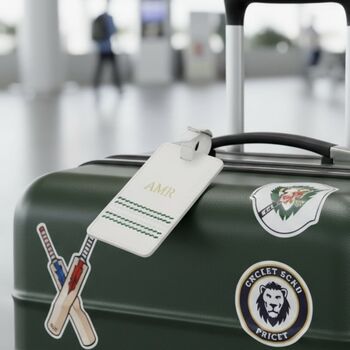 Personalised White Cricket Luggage Tag, 4 of 10