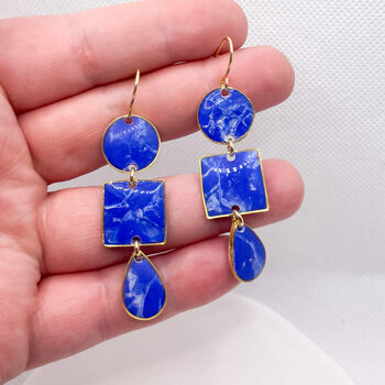 Royal Blue Statement Earrings, Clay And Resin, 2 of 11